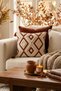 Bohemian Ethnic Geometric Patterned Embossed Punch Embroidered Tassel Cushion Cover 42X42 cm - 2