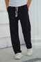Black Men's Baggy Fit Sweatpants with Laces, Comfortable Cut Casual Trousers - 3