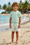 Boy's Back Printed T-Shirt and Shorts Set Water Green - 4