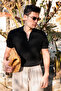 Lave Black Zippered Knitwear Men's Tshirt - 2