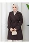 Apolet Detailed Belted Buttoned Pocketed Hijab Trench Coat Rc3145 - 8