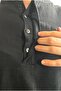Women's Black Long Hakim Collar Muslin 100% Cotton Oversize Dress - Without Belt - 7