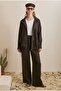 High Collar Linen Suit Brown - 3
