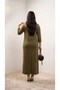 Women's Plus Size Three Quarter Sleeve V-Neck Long Dress 5475-26 - 3