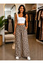 Moda Başak Premium Patterned Woven Fabric Palazzo Trousers – Wide Leg Stylish Comfortable Cut