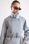 High Collar Button Detail Oversize Coat Light Gray 3177 - 2