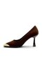 Burnu Gold Metal Detailed Stiletto Light Brown 9 cm - 8