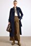 Shirt Collar Double-Breasted Water-Repellent Trench Coat Dark Blue 6819 - 3