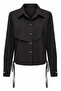 Side-Tie Buttoned Poplin Cotton Shirt 19587 Black - 2