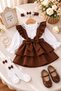 Trendnatural Baby Girl and Kids School Nursery Ruffle Bow Salopet Dress Set with Lace Blouse, Headband and Socks 4-Piece Set (1-10 Years) - 3