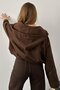 Brown Hooded Bomber Suede Jacket - 4