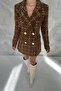 Brown Plaid Pattern Buttoned Jacket - 4