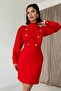 Red Gold Buttoned Dress - 2