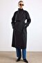 High Collar Cloak Detailed Water Repellent Trench Coat Black 6889 - 4