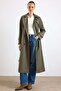 Double-Breasted Trench Coat with Cape Detail and Water-Repellent Feature Haki̇ 6890