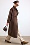 High Collar Cloak Detailed Water Repellent Trench Coat Brown 6889 - 4