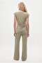 Women's Elvisnew Modal Touch Padded Light Khaki Top and Bottom Set - 5