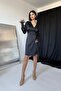 Black Side Tie Satin Dress