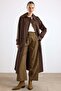 Removable Scarf Water-Repellent Trench Coat Brown 6887