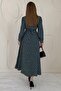 Green Flowy Patterned Dress - 3
