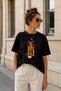 Premium Coffee Drinking Girl Printed Oversize Women's T-Shirt Black Design T-Shirt