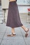 Women's Stretchy Premium Velvet Fabric High Waist Long Below Knee Bell Skirt-Coffee - 6