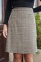 High Waist Lightweight Lycra Fabric Knee Length Bell Skirt - Dark Beige Checkered - 6