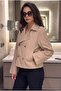Basic Buttoned Double-Breasted Collar Beige Trench Coat - 6