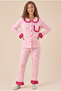 Women's French Modal Baby Collar Ruffled Chest Pocket Detailed Front Buttoned Pajama Set - 2