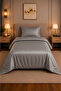 100% Cotton Satin Dark Gray Single Duvet Cover Set (83 Thread-125 Gsm) - 2