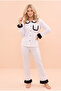 Women's Italian Bamboo Baby Collar Ruffled Chest Pocket Detailed Front Buttoned Pajama Set - 4