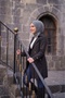 Women's Degaje Collar Half-Length Hijab Lined Belted Water-Repellent Fabric Trench Coat Black - 5
