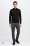 Men's Anthracite Slim Fit Tight-Fitting Tie-Waist Diagonal Patterned Flexible Casual Trousers with Side Pockets - 3