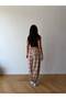 Women's Camel Lace-Up Plaid Patterned Premium Shalwar Trousers Frv0221-1 - 5