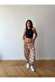 Women's Camel Lace-Up Plaid Patterned Premium Shalwar Trousers Frv0221-1 - 2