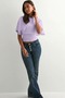Women's Lilac Waist-Fitted Wide-Sleeve Viscose Blouse (4710) - 2