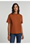 Regular Fit Round Neck Plain Women's Orange Short Sleeve T-Shirt