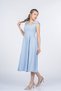 Women's Summer Blue Noemi Soft Fabric Shoulder Bow Dress 50407 - 2