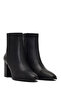 Women's Black Zippered Thick Heeled Leather Boots Wf210010Dv - 2