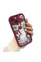 iPhone 13 Compatible Case Camera Protective Case with Cat Design Burgundy Lover Couple Silicone Phone Case - 3