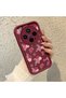 Vivo X300 Compatible Case Camera Protector Floral Pattern Maroon Lover Couple Silicone Phone Case - 3