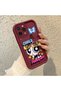 iPhone 14 Pro Max Compatible Case Camera Protective Cartoon Pattern Maroon Lover Couple Silicone Phone Case - 2