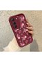 Infinix Hot 60 Pro Compatible Case Camera Protective Flower Pattern Maroon Lover Couple Silicone Phone Case - 3