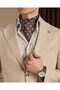 Slim Fit Men's Mono Collar Bag Pocket Linen Fabric Jacket Pants Suit Ecru T20111-05 - 2