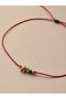 Red String Adjustable Gold Rose Elephant Figured Necklace with Green Bead Detail - 4