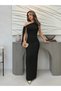 Women's open-shoulder, lace-up, long janjan crepe dress - 2