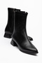 Women's Black Leather Short Heeled Zippered Winter Boots - 3