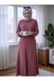 Imported Aerobin Fabric Dress with Button Pockets and Pearl Embroidery on the Sleeves - 3