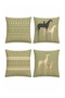 Abstract Deer and Horses Patterned 4-Piece Throw Pillow Cover Set - 3