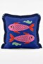 Colorful Sardine and Fish Figured Marine Themed Set of 4 Fringed Throw Pillow Covers - 6
